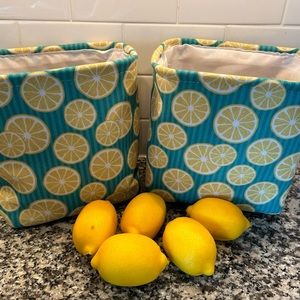 Lemon Cloth Bins and (5) Decorative Faux Lemons